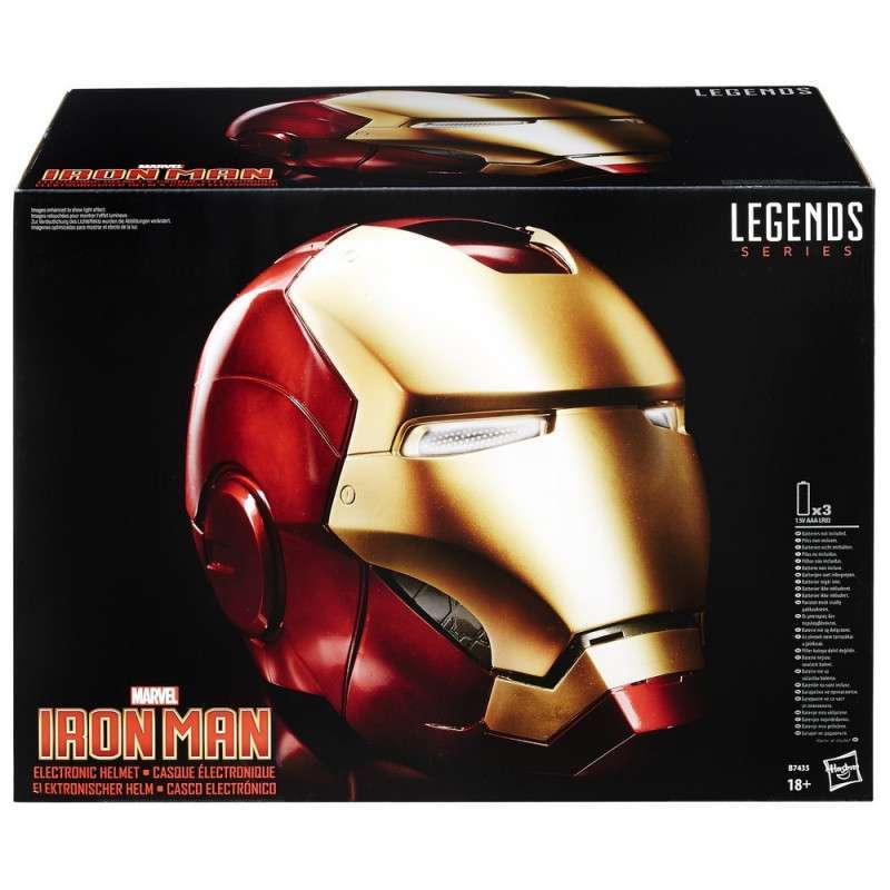 Réplica Casco electrónico Iron Man Hasbro Marvel Legends caja