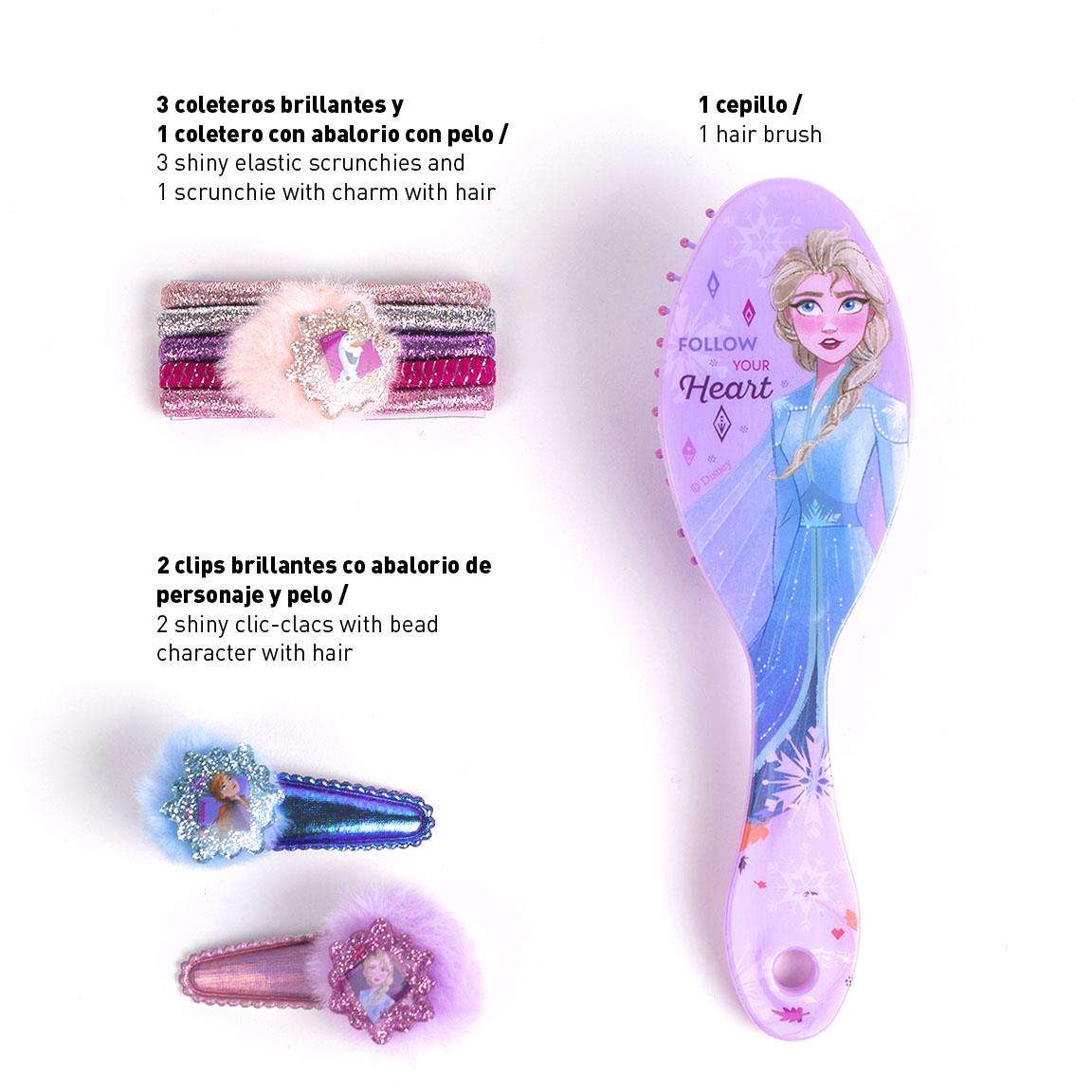 Set accesorios pelo Frozen II Disney contenido