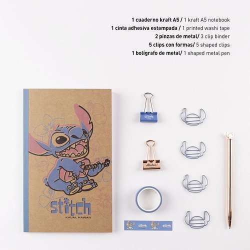 Set de Papelería Stitch Disney contenido